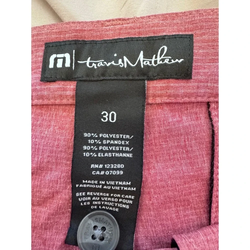 TravisMathew Mens Wanderlust Golf Shorts Heathered Red Stretch Size 30